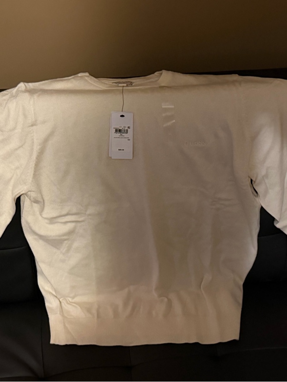 Guess Cream Embossed Logo Crewneck